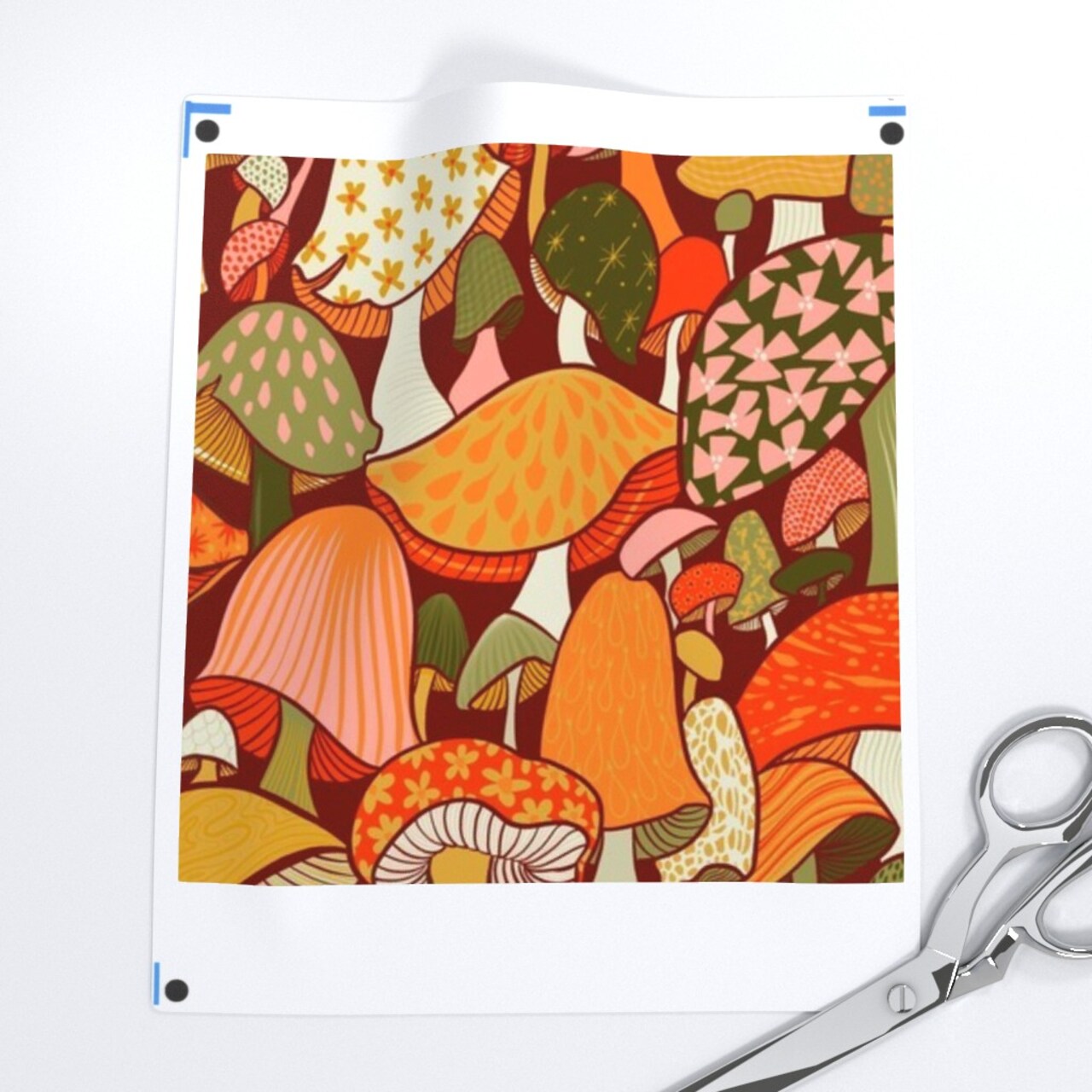 Orange Psychedelic Hippie Groovy 70S Seventies 60S Sixties mushrooms Toadstools Custom Printed Fabric by Spoonflower Various Fabrics by the Yard or Fat Quarter
